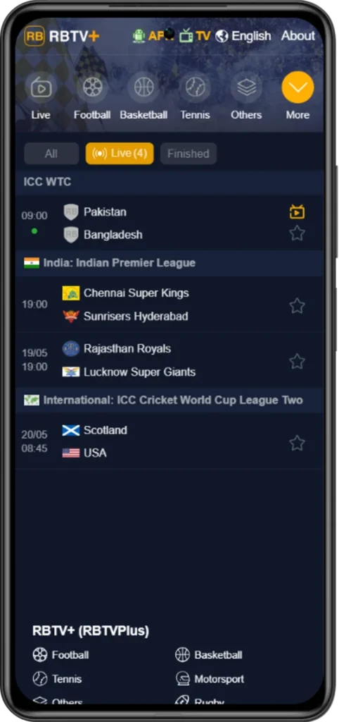 Live cricket on rbtv77